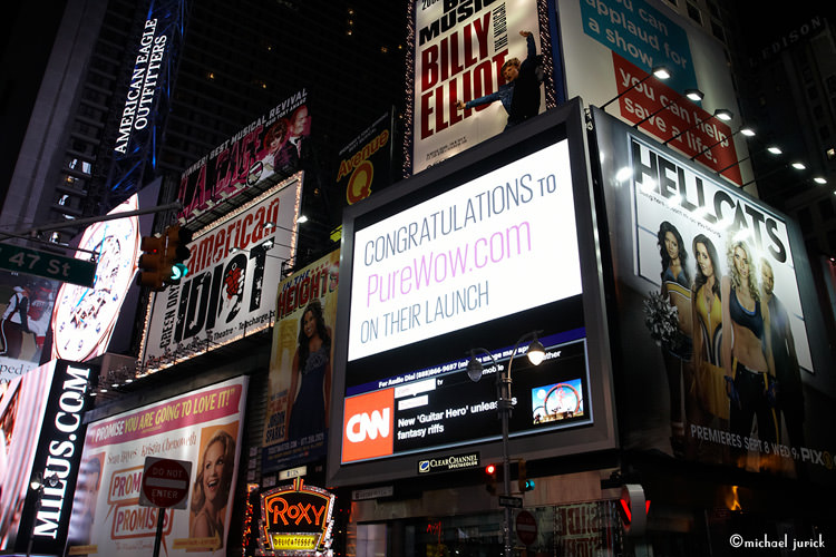 photo of PureWow.com Times Squre Billboard by top New York Photographer Michael Jurick
