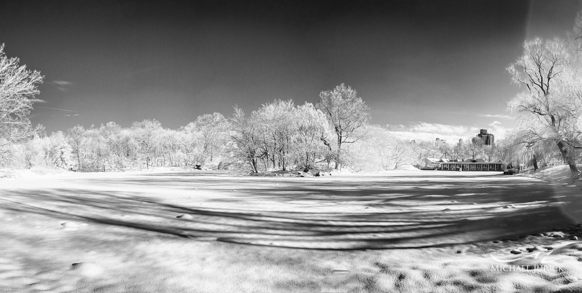 Photos of Central Park in Infrared in the snow storm of 2014 by top New York Photographer Michael Jurick