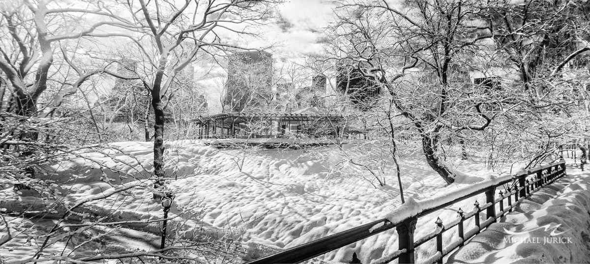 Photos of Central Park in Infrared in the snow storm of 2014 by top New York Photographer Michael Jurick