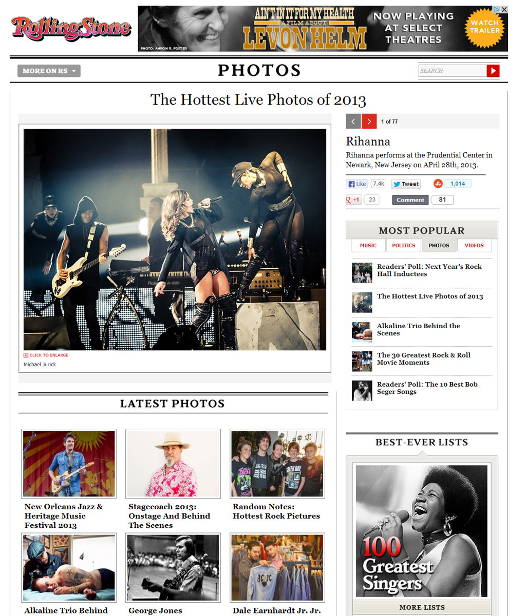 Rolling Stone photographs of live music in 2013 by top New York Photographer Michael Jurick
