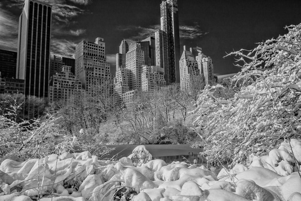 Central Park in the Snow in Infrared by top New York Photographer Michael Jurick