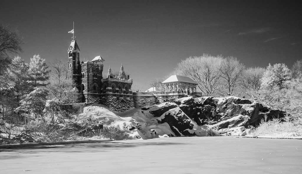 Central Park in the Snow in Infrared by top New York Photographer Michael Jurick