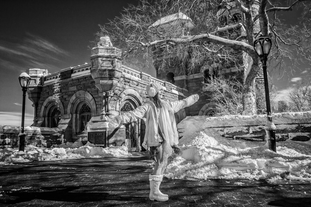 Central Park in the Snow in Infrared by top New York Photographer Michael Jurick