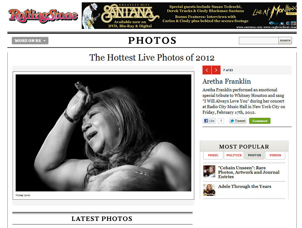 Aretha Franklin photo on Rolling Stone.com by top New York Photographer Michael Jurick