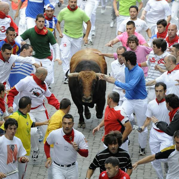 Running of the Bulls in Pamplona, Spain