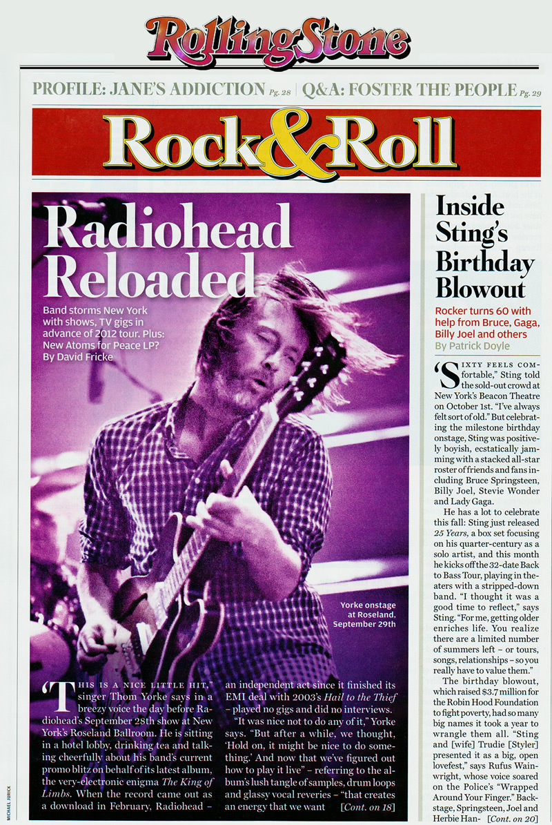 My Radiohead Photograph in Rolling Stone