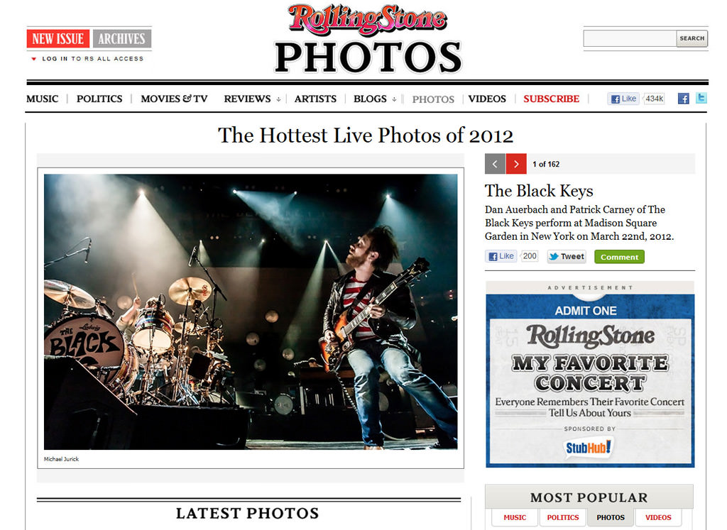 #1 Hottest Live Photo of 2012 in Rolling Stone – My Black Keys Shot