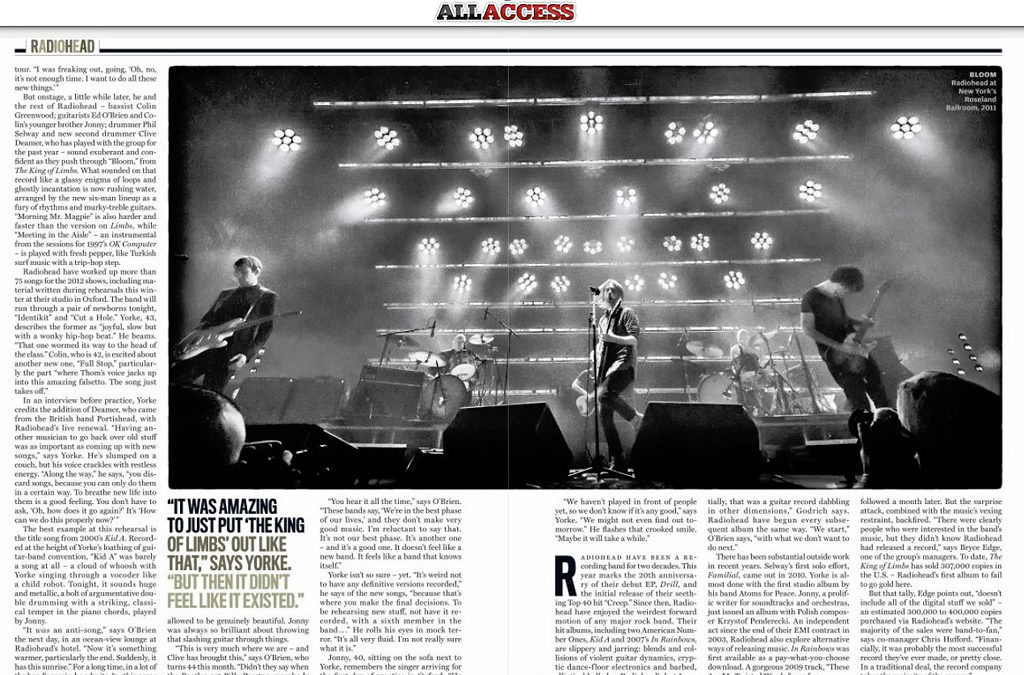 More Great Rolling Stone Coverage – Radiohead Two Page Spread